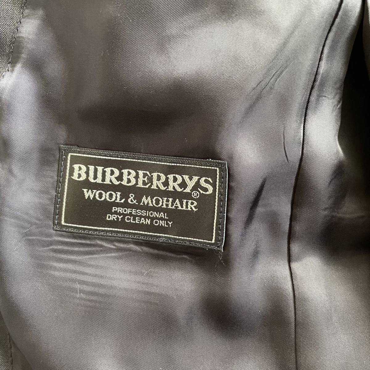 132 バーバリー 『英国調漂う』Burberry ウールモヘア ストライプ スーツ ネイビー パープル L位_画像7