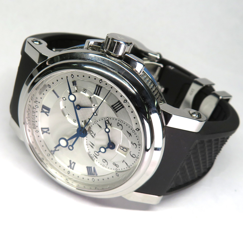 [ Nagoya ] Breguet marine GMT 5857ST/12/5ZU silver SS Raver self-winding watch men's wristwatch man 