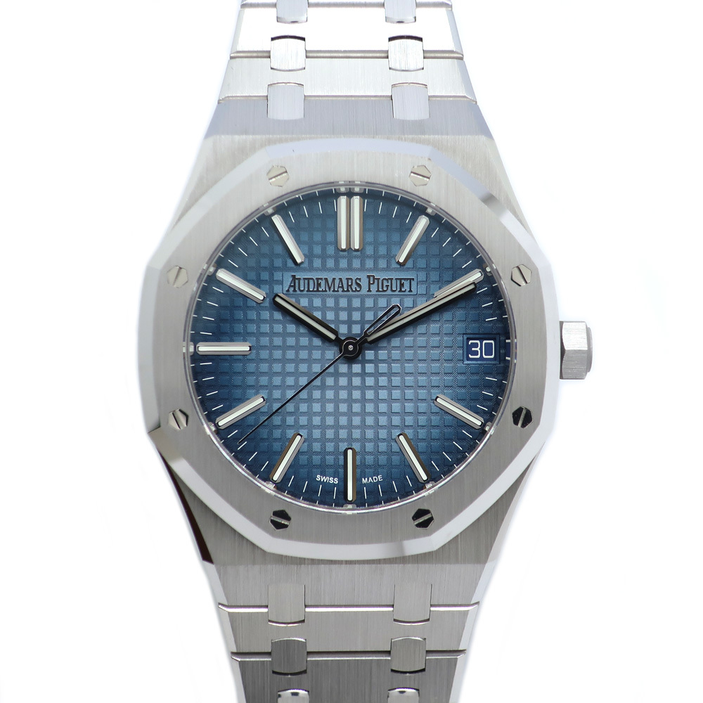 【天白】【AUDEMARS PIGUET】オーデマピゲ ロイヤルオーク スモークブルー 15510BC.OO.1320BC.02 K18WG メンズ 腕時計【中古】_画像1