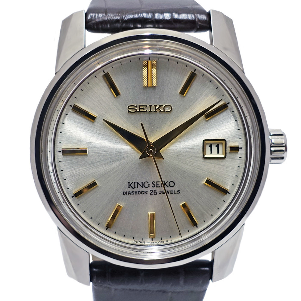【栄】SEIKO キングセイコー KSK復刻デザイン限定 SDKA003 1700本 シルバー 自動巻き SS レザー メンズ 腕時計 2023年 男
