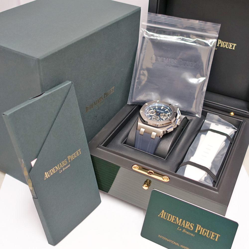 [.] Audemars Piguet Royal дуб offshore Chrono 26480TI.OO.A027CA.01 голубой titanium самозаводящиеся часы мужские наручные часы мужчина 