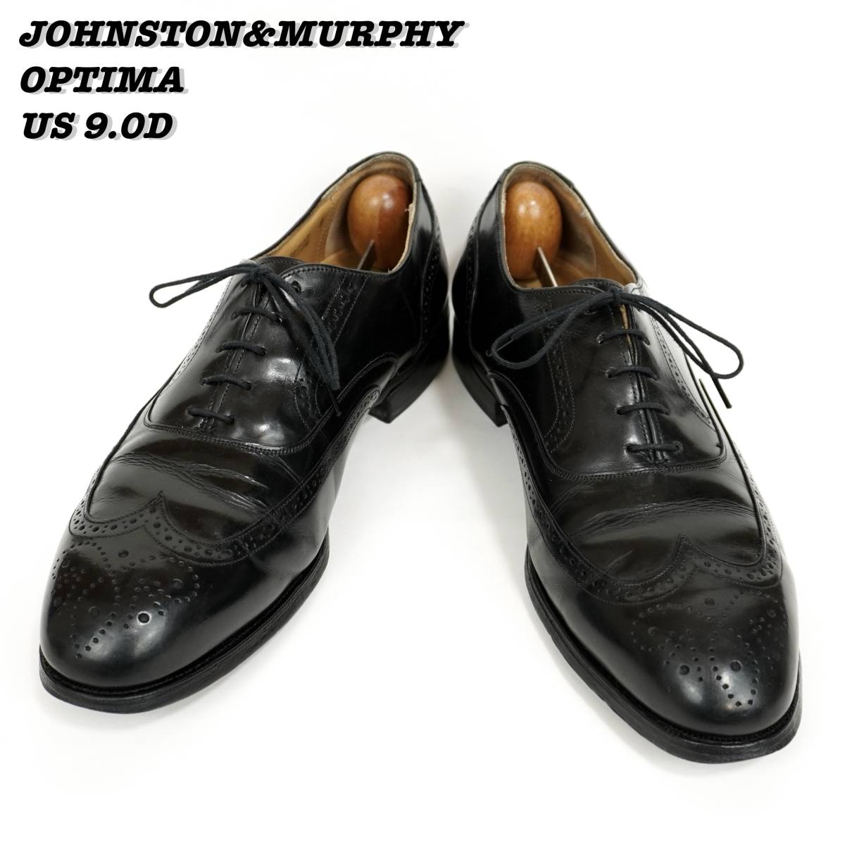 Johnston&Murphy OPTIMA Wing Tip Shoes 1990s US9.0D ジョンストンマーフィー オプティマ ウィングチップ 1990年代 革靴 古靴