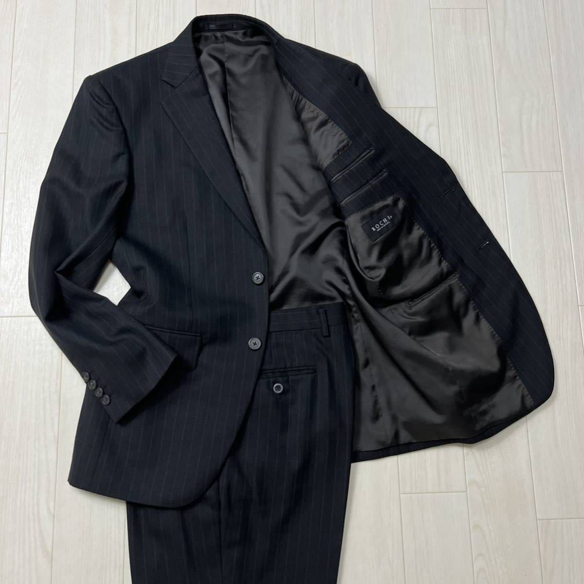 ROCHI*rochi men's suit single setup dark brown stripe 92A5 total reverse side business formal AOKI Aoki 