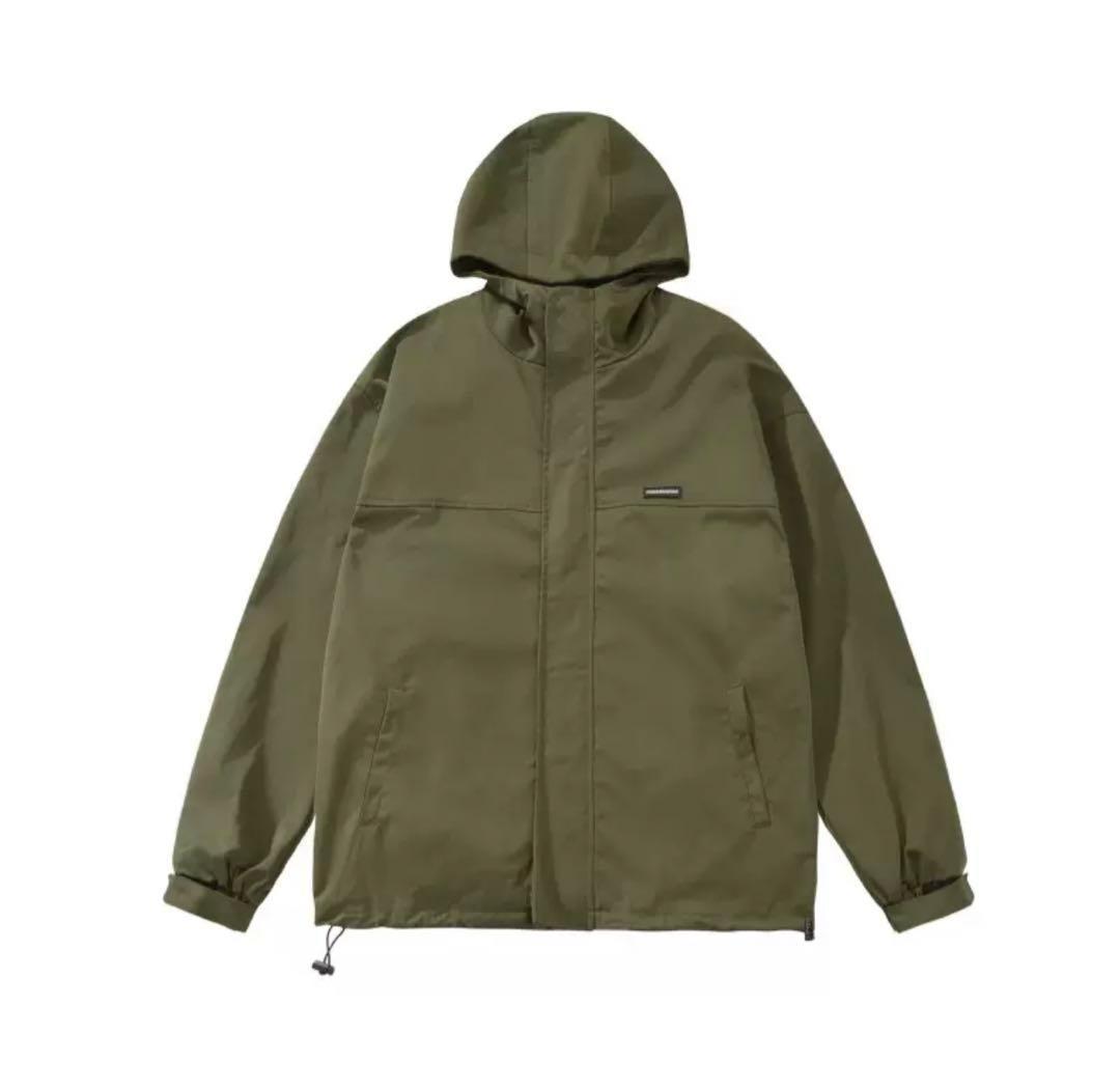 マウンテンパーカー ウインドブレーカー パーカー XL カーキ 男女兼用 新品
