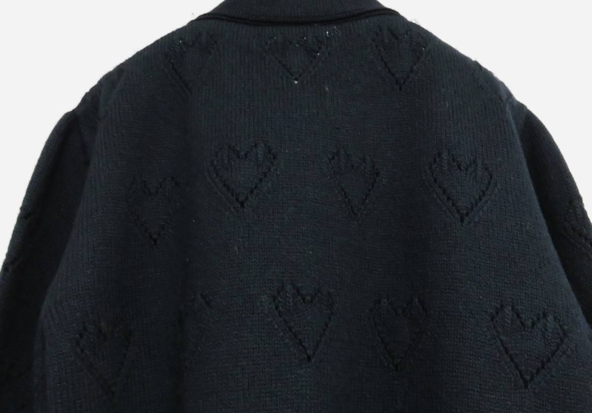 定価5.8万 ERNEST W. BAKER Hearts knit cardigan ブラック S 46 メリノウール アーネスト ダブル ベイカー ハート ニット カーディガン_画像5