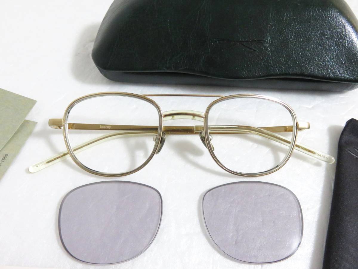 送料無料 定価4.2万 新品 kearny james ゴールド ユニセックス ツーブリッジ 日本製 カーニー ジェームズ ダブルブリッジ サングラス 眼鏡