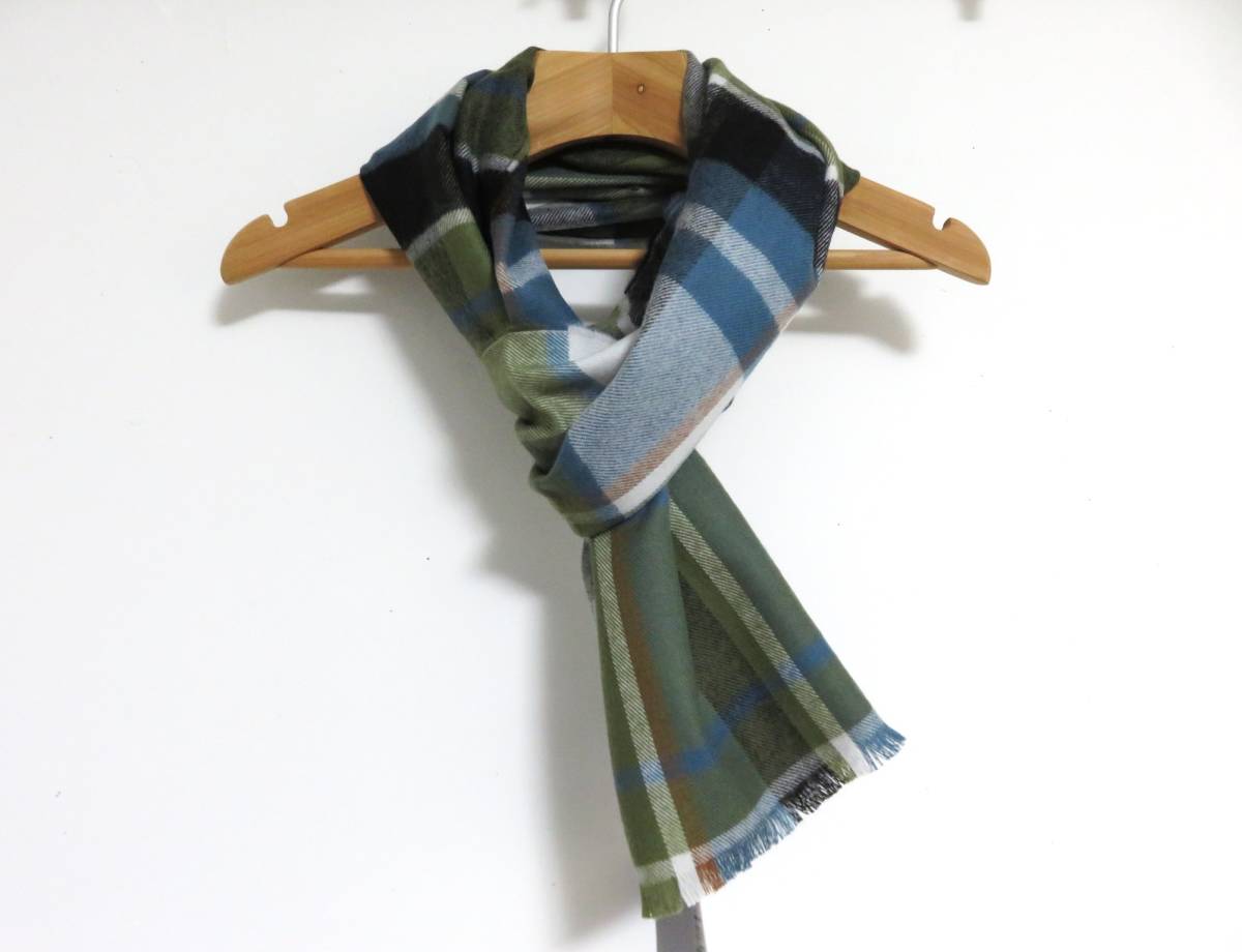 送料無料 新品 SUNSPEL ウール マフラー グリーン チェック スコットランド製 サンスペル ストール スカーフ
