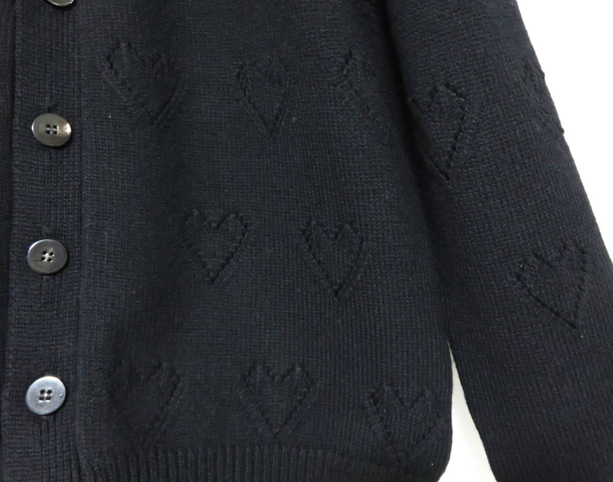 定価5.8万 ERNEST W. BAKER Hearts knit cardigan ブラック S 46 メリノウール アーネスト ダブル ベイカー ハート ニット カーディガン_画像3