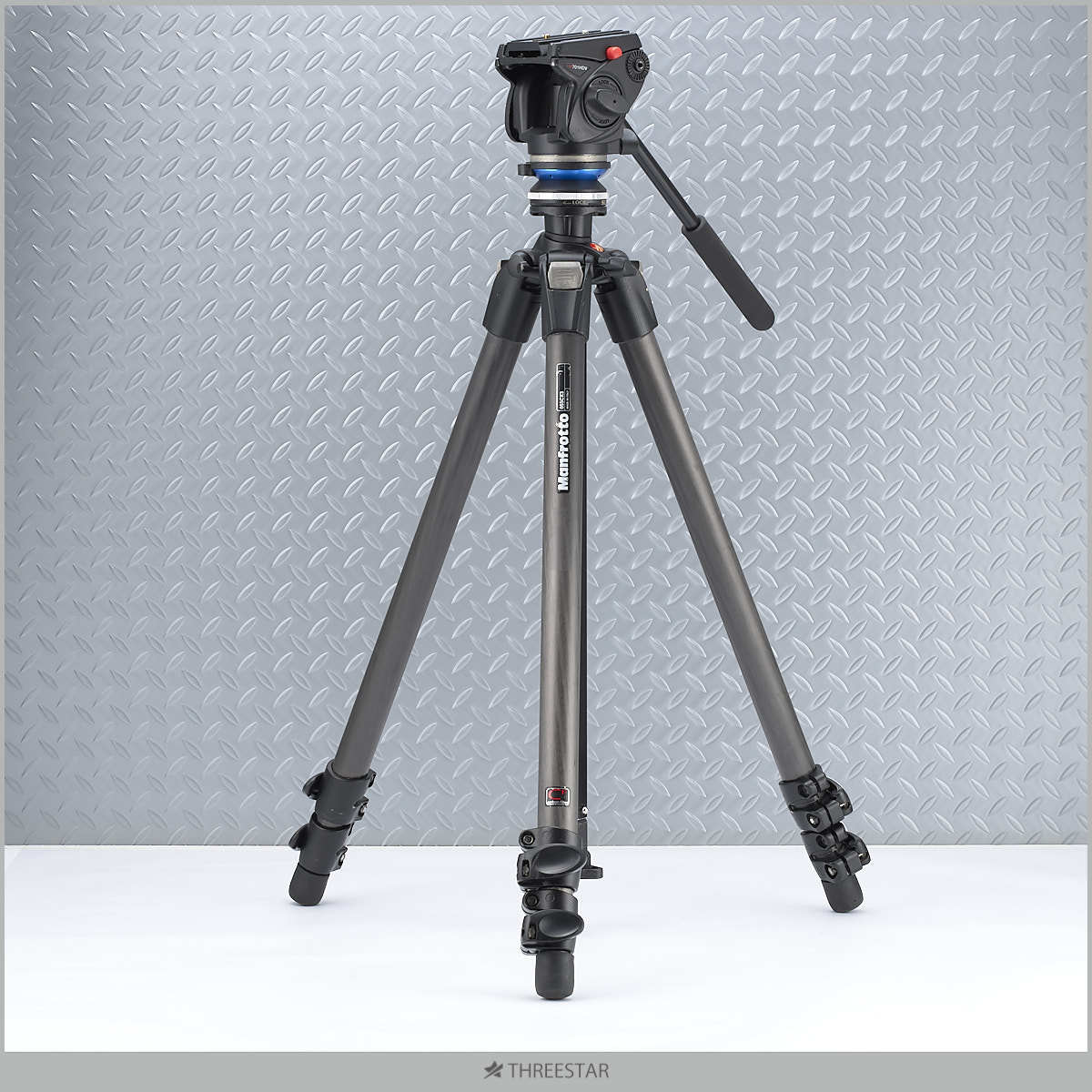 Manfrotto 055CX3 カーボン三脚/701HDV プロフルードミニ雲台/SLIK クイックレベラーII/おまけ ケース付き_画像1