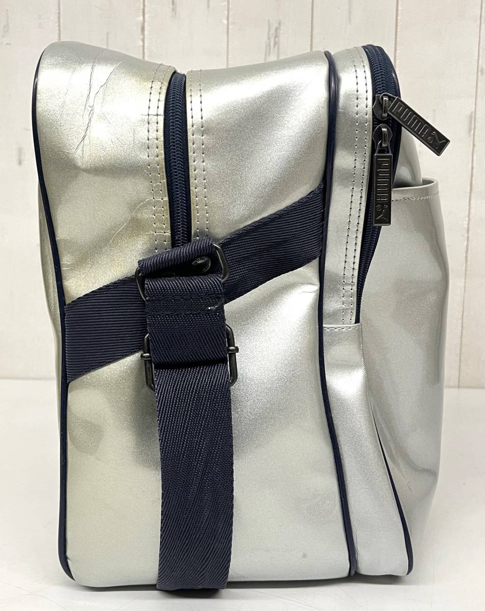  for sport goods *PUMA Puma * enamel sport bag shoulder bag * silver navy * training part ... travel high capacity 