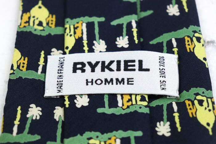 リキエル オム ブランド ネクタイ シルク 総柄 ハンドメイド メンズ ネイビー RYKIEL HOMME_画像4