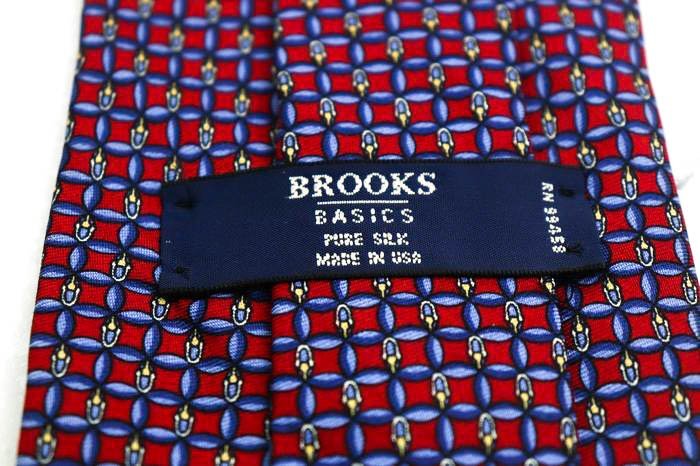 ブルックスベーシックス ブランド ネクタイ シルク 格子柄 小紋柄 メンズ レッド BROOKS BASICS_画像4