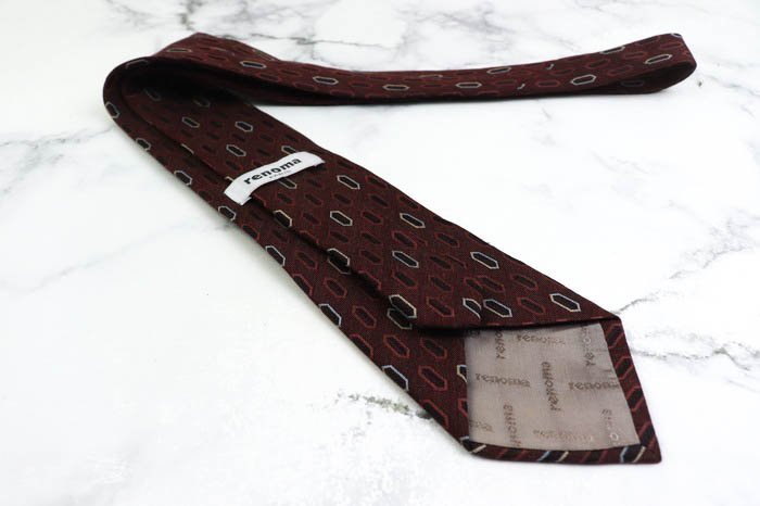  Renoma brand necktie dot panel pattern glate silk wool made in Japan men's Brown renoma