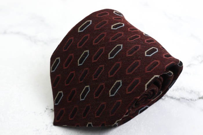  Renoma brand necktie dot panel pattern glate silk wool made in Japan men's Brown renoma