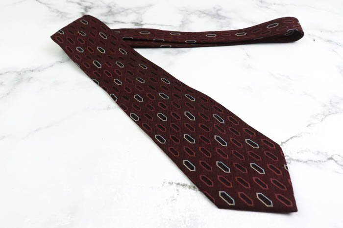  Renoma brand necktie dot panel pattern glate silk wool made in Japan men's Brown renoma