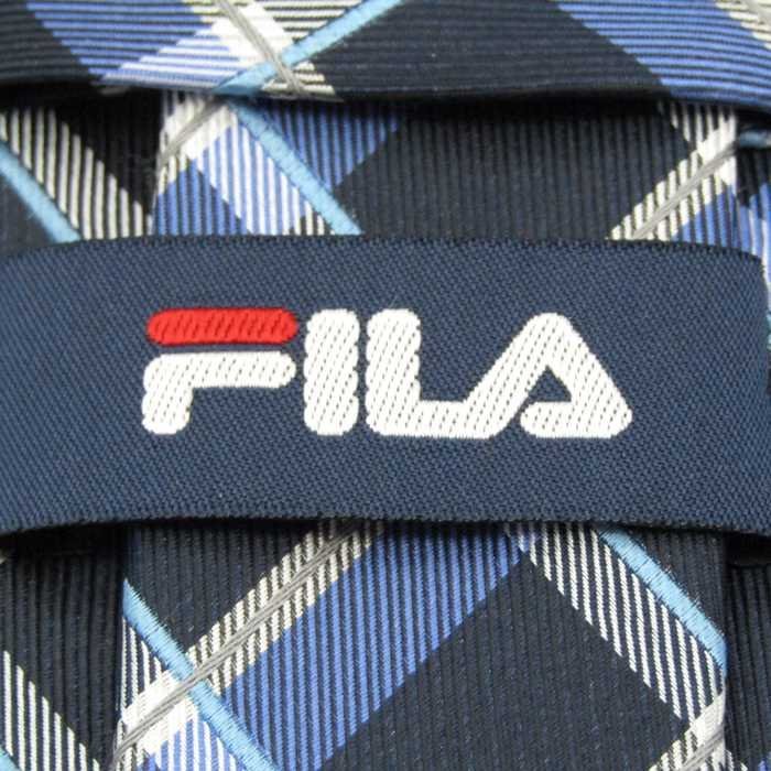 フィラ ブランド ネクタイ チェック柄 格子柄 シルク メンズ ブルー FILA_画像4