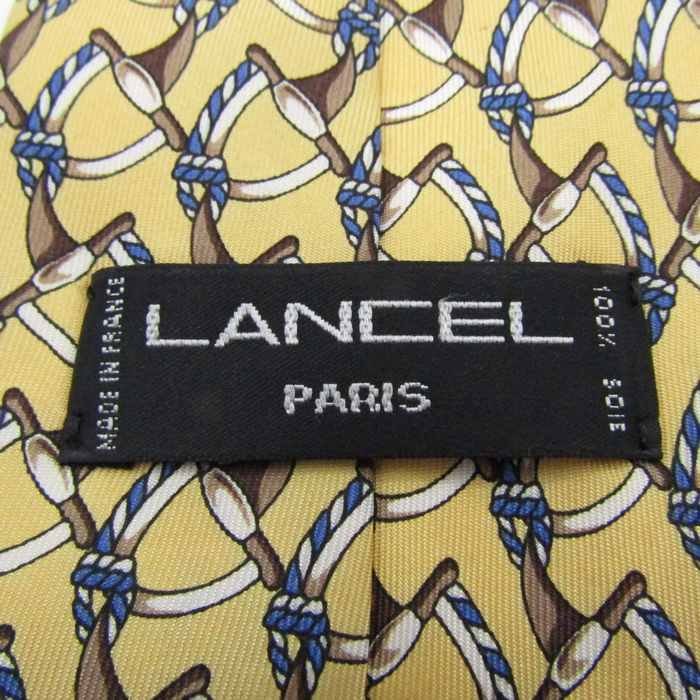 ランセル ブランド ネクタイ チェック柄 シルク フランス製 メンズ イエロー LANCEL_画像4