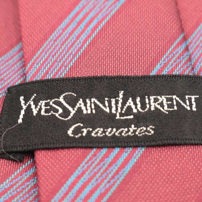 【良品】 イヴサンローラン Yves Saint Laurent YSL ライン柄 シルク ストライプ柄 YSL 高級 メンズ ネクタイ レッド_画像5