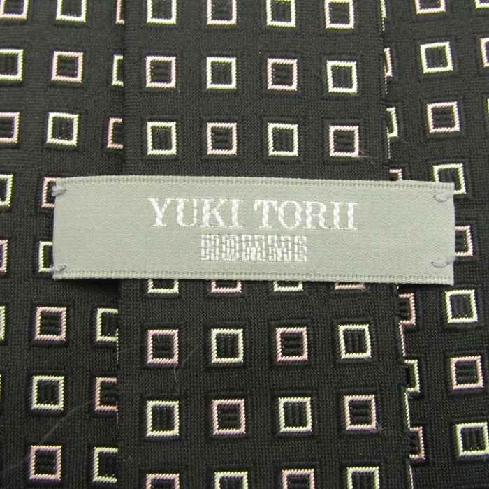 【良品】 ユキトリイ YUKI TORII 小紋柄 シルク 総柄 日本製 メンズ ネクタイ ブラック_画像4