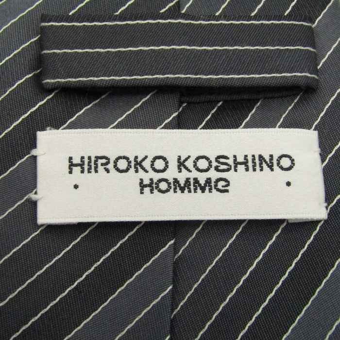 【良品】 ヒロココシノ HIROKO KOSHINO ライン柄 シルク ストライプ柄 メンズ ネクタイ ブラック_画像4