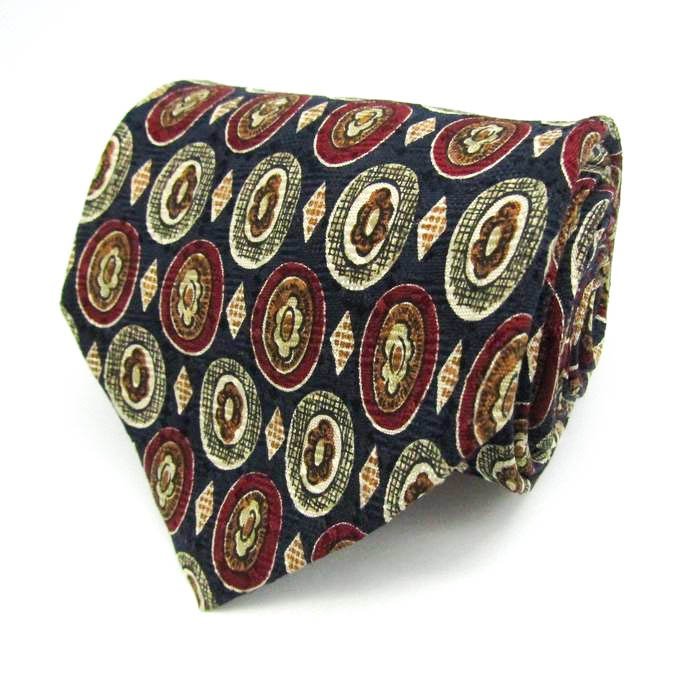  Renoma brand necktie dot floral print geometrical pattern silk Italy made men's navy renoma