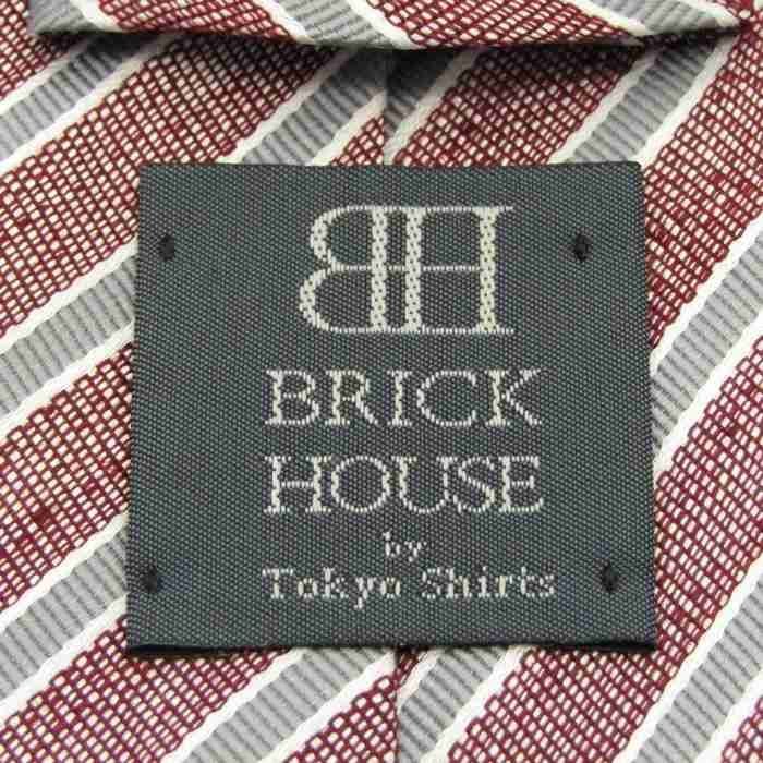 ブリックハウス ブランド ネクタイ シルク ストライプ柄 東京シャツ メンズ レッド BRICK HOUSE_画像4