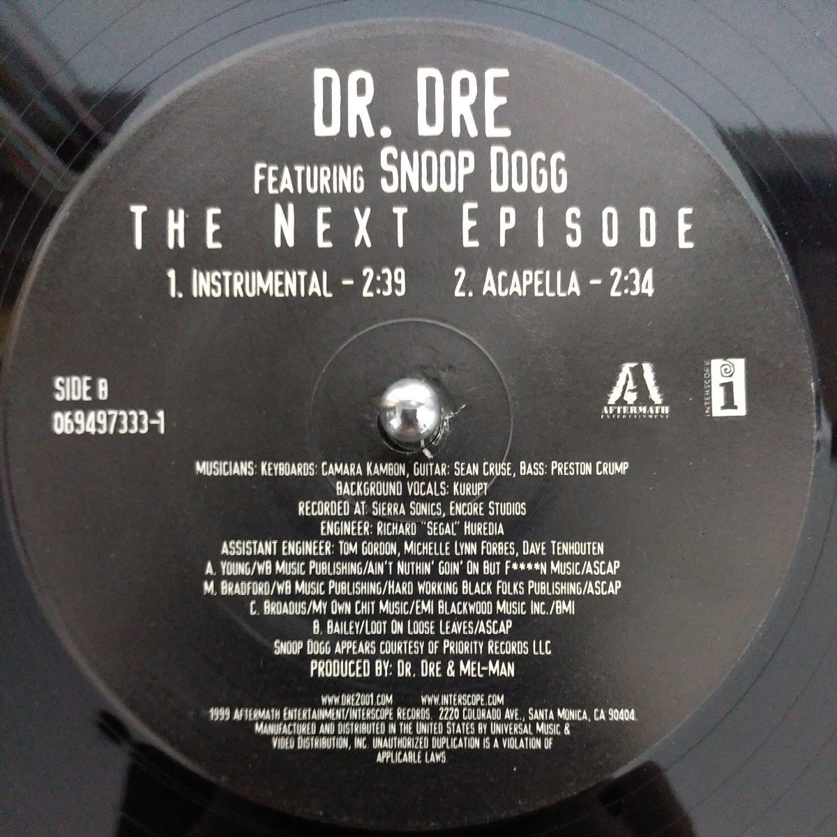 12inch US盤/DR.DRE FEAT SNOOP DOGG 　THE NEXT EPISODE_画像3