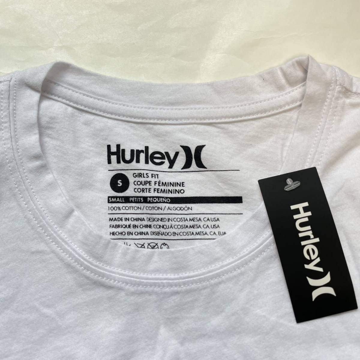 *Hurley X Harley * футболка long T tops верхняя одежда длинный рукав длинный рукав Logo принт GIRLS FIT хлопок белый размер S /TT7194