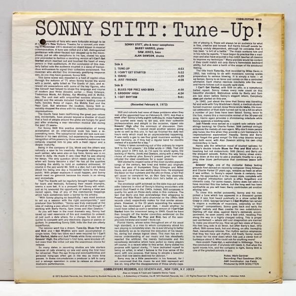 【最高メンバーとのワンホーン】美盤!! USオリジナル BellSound刻印 SONNY STITT Tune-Up! ('72 Cobblestone) w/ Barry Harris, Sam Jonesの画像2