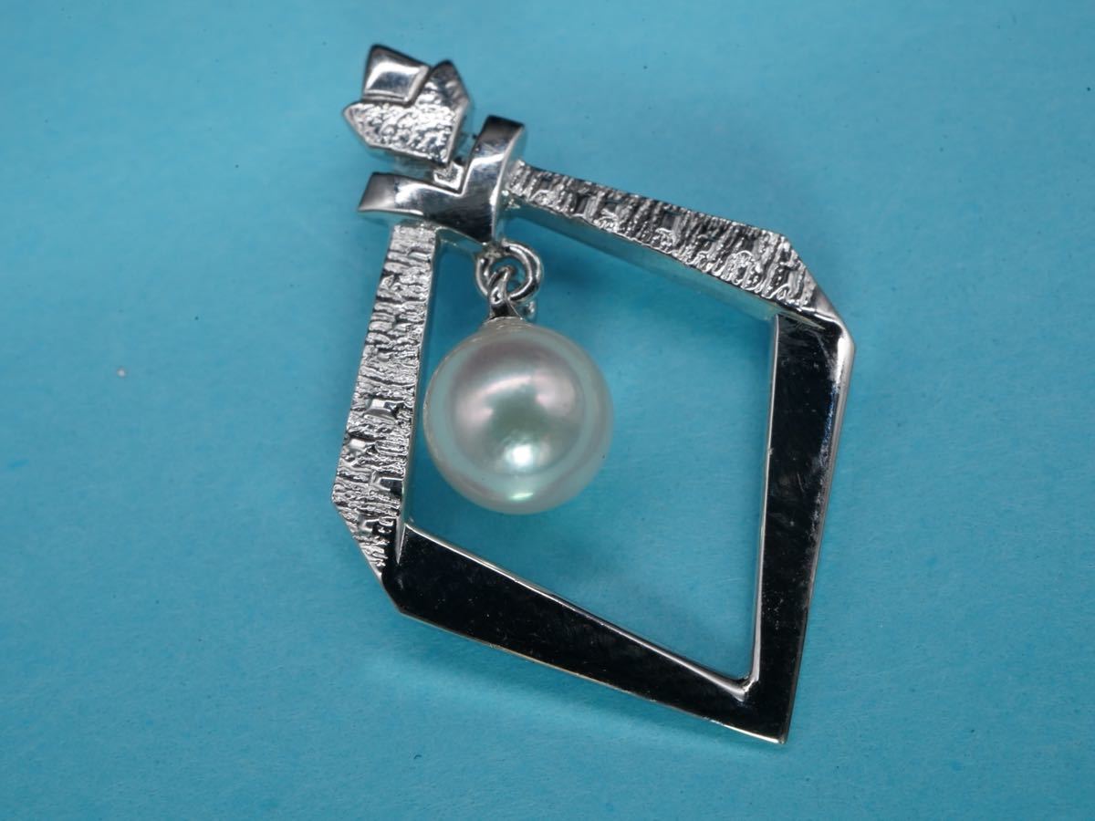 【605】MIKIMOTO ミキモト SILVER シルバー 本真珠 パール ネックレストップ ペンダントトップ TIA_画像1