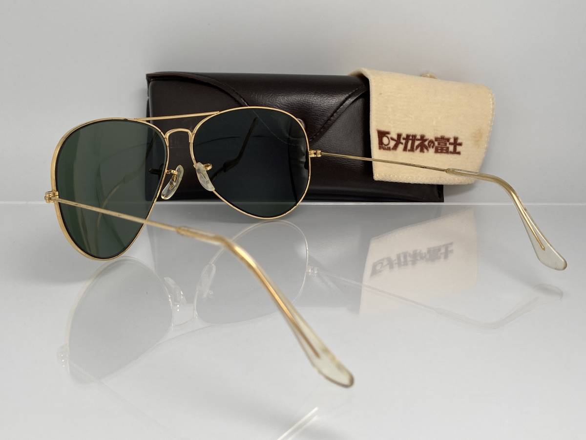 ケース付★B&L RAY-BANボシュロムレイバン Metalメタル2 GOLDゴールド G-15 白ロゴ BL砂打 ティアドロップVINTAGEサングラスUSA製_画像9