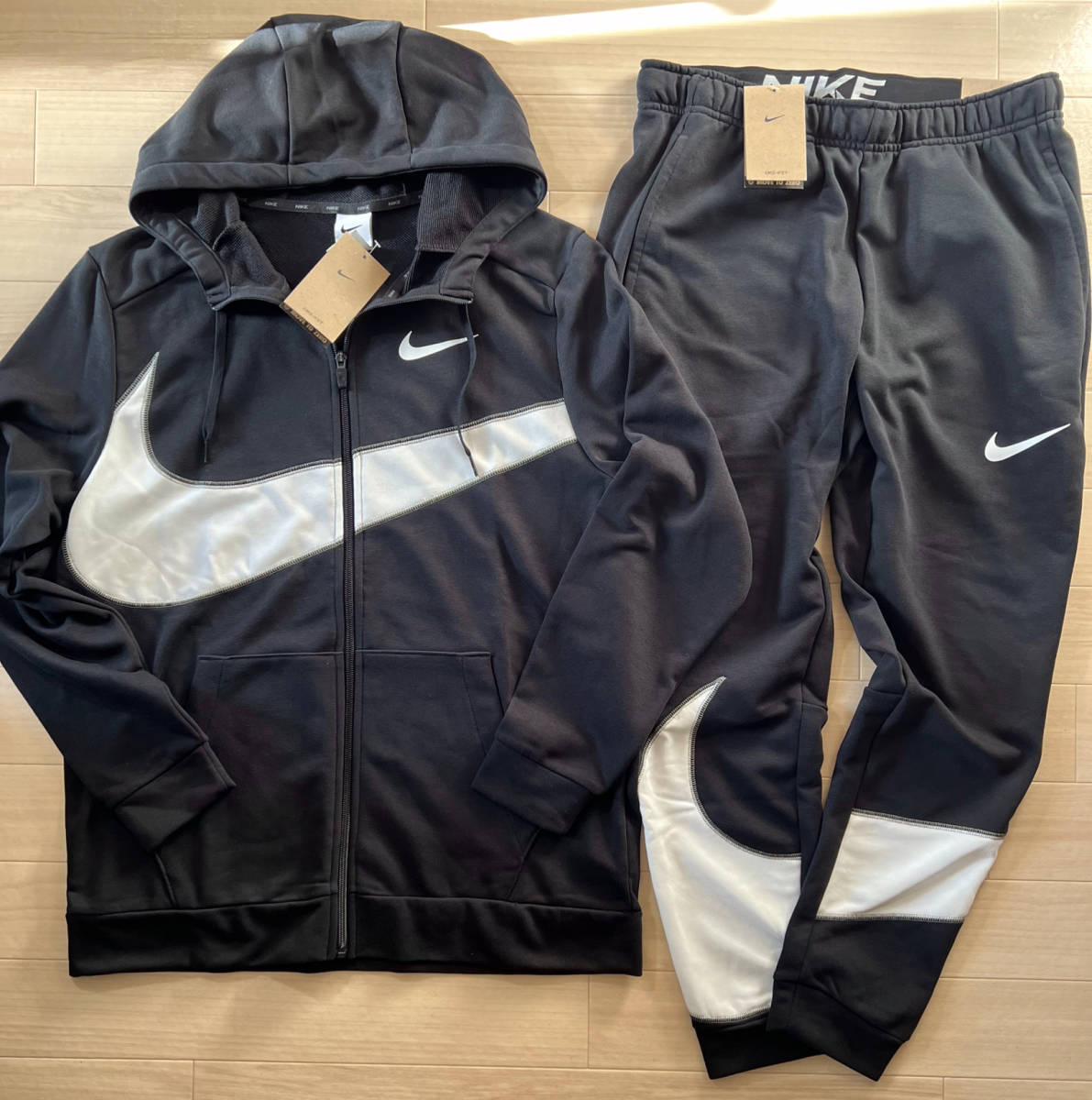 NIKE■ナイキ〔XL〕上下 セット フリース パーカー パンツ Dri-Fit BIGスウォッシュ スウェット 23'秋冬モデル ブラック/黒 正規品_画像1