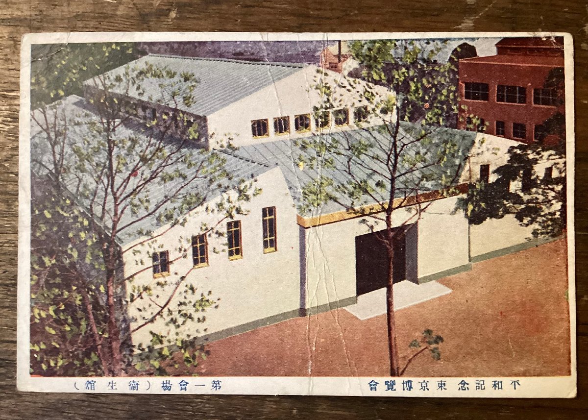 JJ-2206 # including carriage # flat peace memory Tokyo . viewing . the first hall sanitation exhibition pavilion viewing . Taisho era Event hall landscape painting picture postcard picture printed matter /.FU.