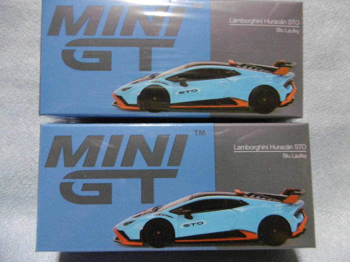 未開封新品 MINI GT 475 Lamborghini Huracan STO Blu Laufey 左右ハンドル2台組_画像1