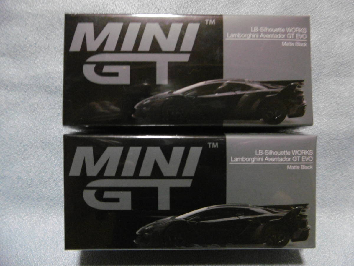 未開封新品 MINI GT 502 LB-Silhouette WORKS Lamborghini Aventador GT EVO Matte Black 左右ハンドル 2台組の画像1
