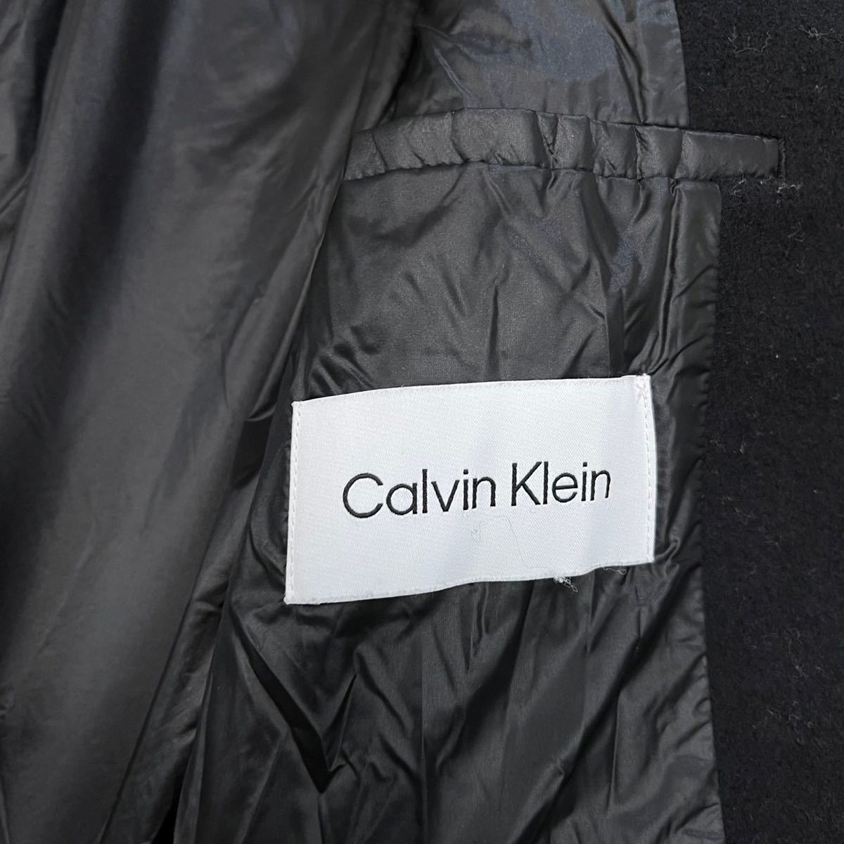 カルバンクライン【美しいシルエット】CALVIN KLEIN チェスターコート　ロングコート　ブラック　黒　ウール　M_画像7