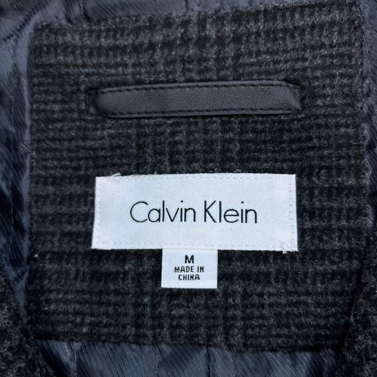 カルバンクライン【最高級の品格】Calvin Klein チェスターコート　ロングコート　チェック　グレー　ウール　M_画像4