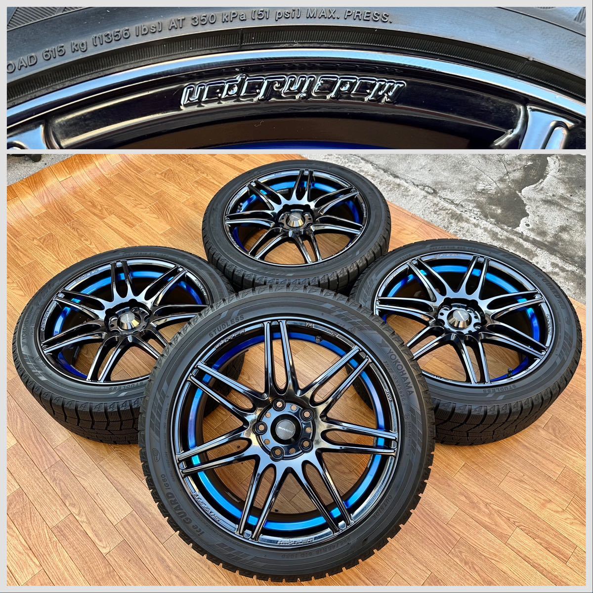 Weds Sport 18インチ アルミホイール★YOKOHAMA 225/45R18 4本セット★プリウスα クラウン マークX オデッセイ ステージア RX-8 アテンザ_画像1