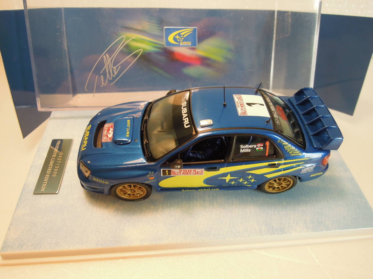 特注　スバル　インプレッサ　WRC　（青）モンテカルロラリー　２００４年　フィギュア　１/４３　ソルベルグ、ミルズ_画像2