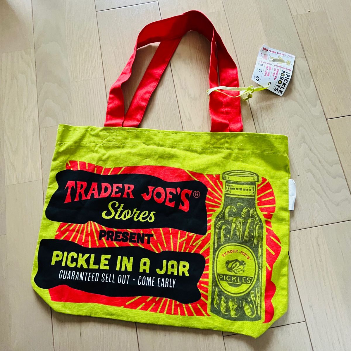 【新品未使用】Trader Joe’s エコバッグ　コットン100% トレーダージョーズ ショッピングバッグ　ピクルス