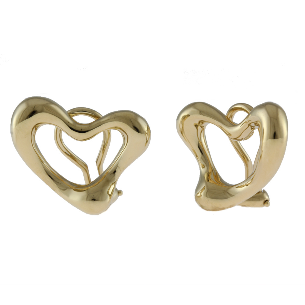  Tiffany Open Heart earrings 18 gold K18 yellow gold lady's TIFFANY&Co. used beautiful goods 