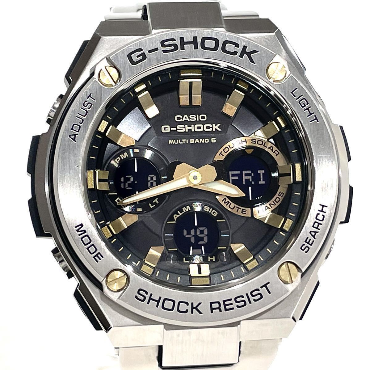 美品 CASIO カシオ G-SHOCK Gショック GST-W110D-1A9JF メンズ 腕時計 G-STEEL Gスチール シルバー 電波ソーラー 送料無料 _画像1