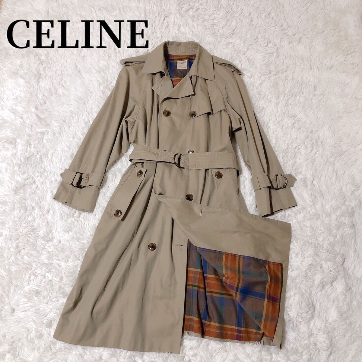 至高の逸品 希少 セリーヌ CELINE トレンチ コート ロング 至高の逸品 希少 セリーヌ CELINE トレンチ コート ロング