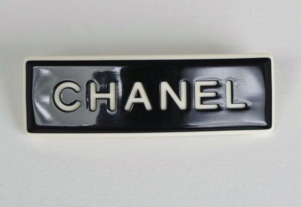 VINTAGE ヴィンテージ CHANEL シャネル バイカラー ロゴ バレッタ ヘアアクセサリー b7454_画像1