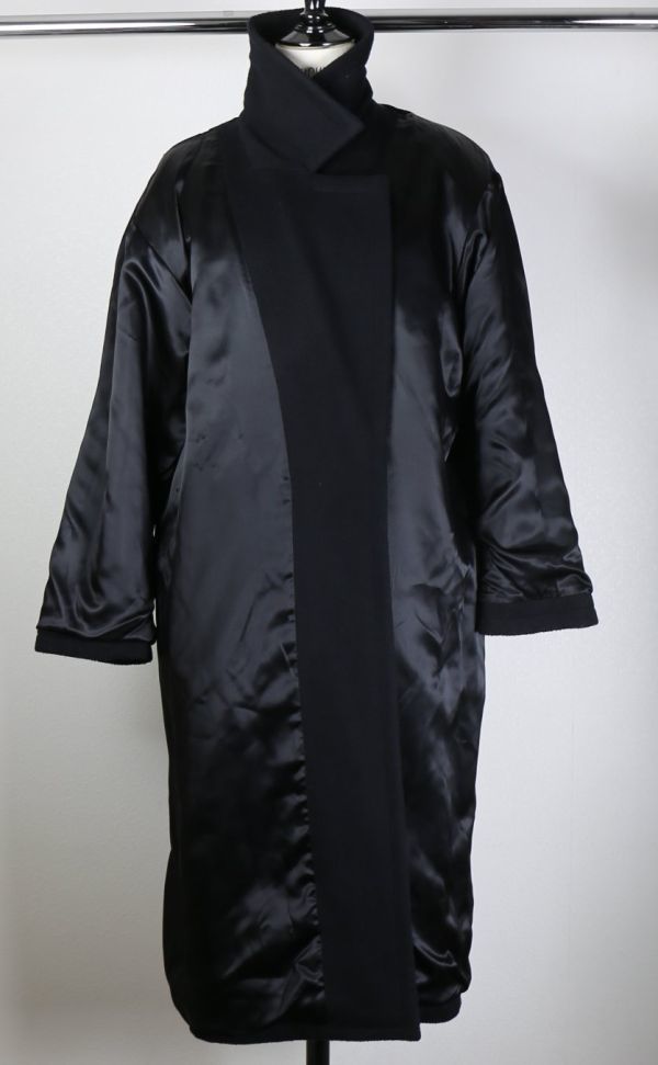 VINTAGE YVES SAINT LAURENT rive gauche イヴサンローランリヴゴーシュ メルトン オーバー コート 34 黒 フランス製 coat b7451_画像6