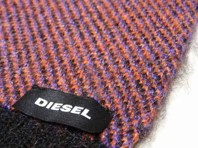 1円スタート DIESEL ディーゼル マフラー ◆ ブラック パープル系等 レオパード調 ▼ 5K_画像6