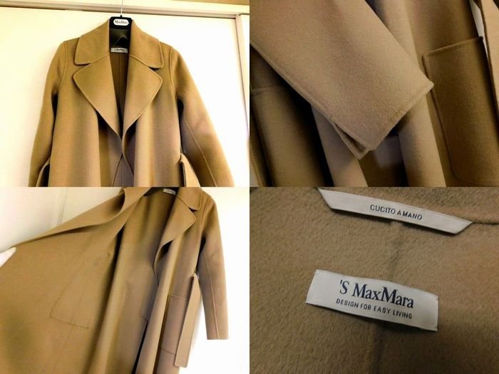 新品同様 エス マックスマーラ S Max Mara ■ サイズ36 ラップコート ベージュ系 ウール レディース ロングコート □5L_画像3