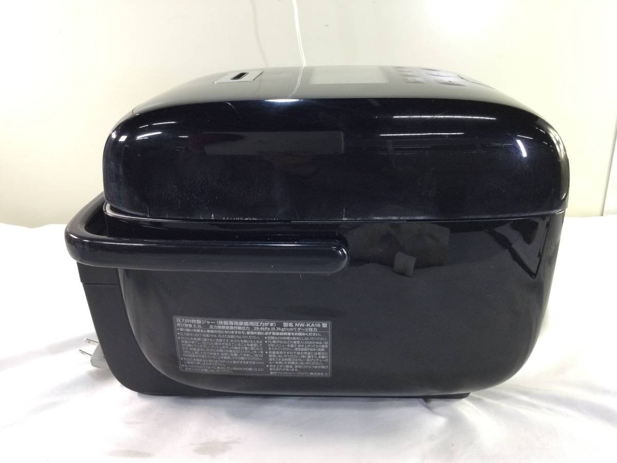 【525】象印 ZOJIRUSHI 圧力IH炊飯ジャー 炎舞炊き NW-KA18 2019年製 BZ黒漆 一升炊き ジャンク_画像9