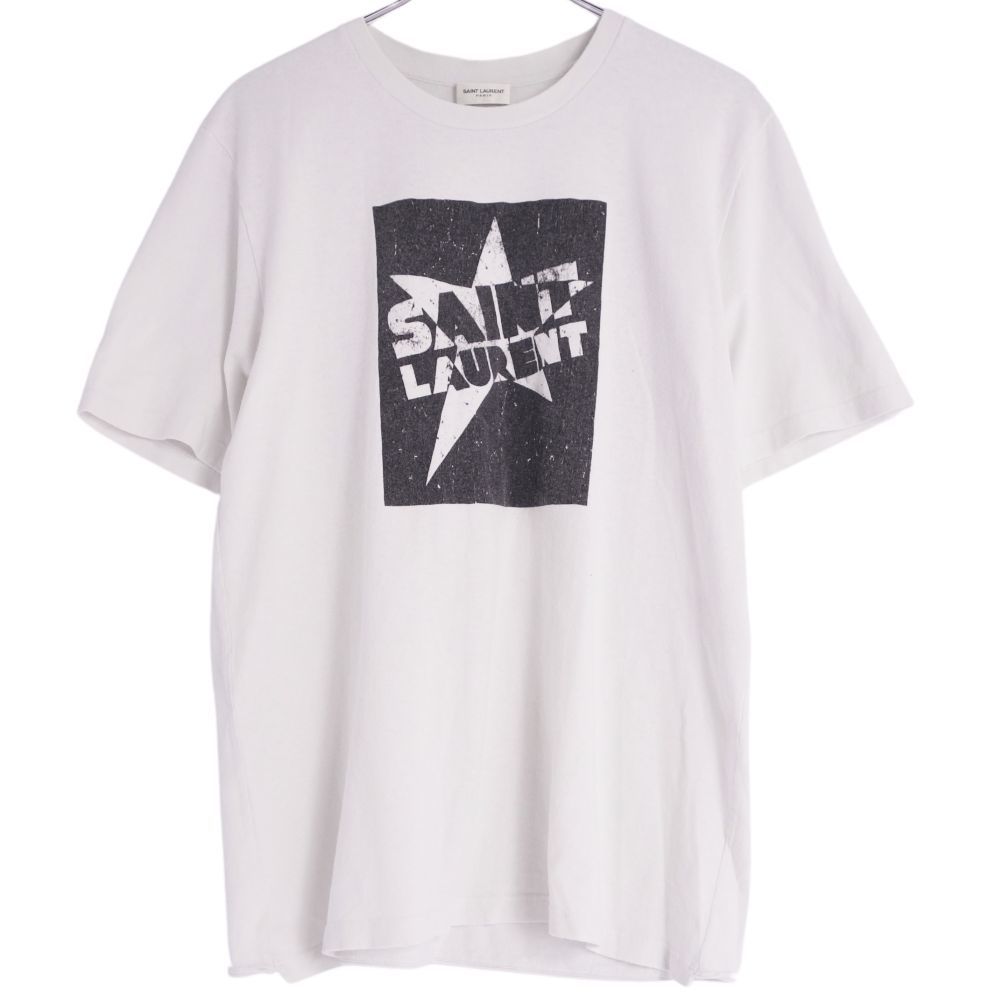 サンローラン パリ SAINT LAURENT PARIS Tシャツ カットソー ロゴ コットン トップス メンズ イタリア製 S ホワイト cg12de-rm05e26554