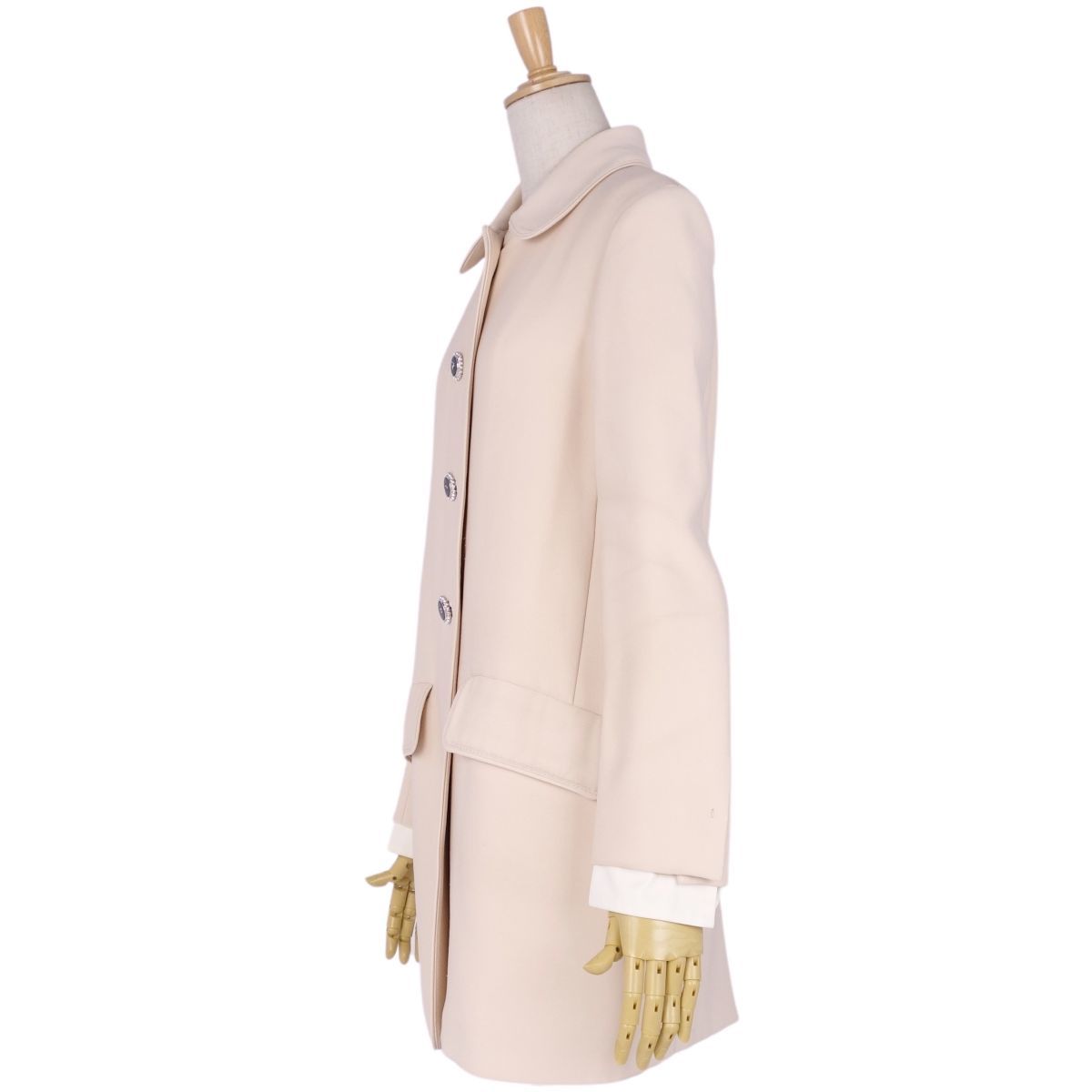  MiuMiu miumiu coat turn-down collar coat bar ma car n coat biju- button outer lady's 38 beige cg12dd-rm21f08131